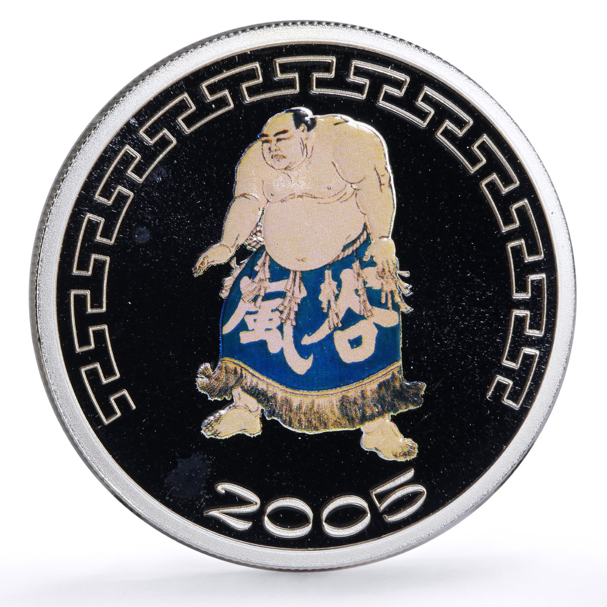 Mongolia 500 togrog Japanese Sumo Wrestler Tanikaze colored silver coin 2005