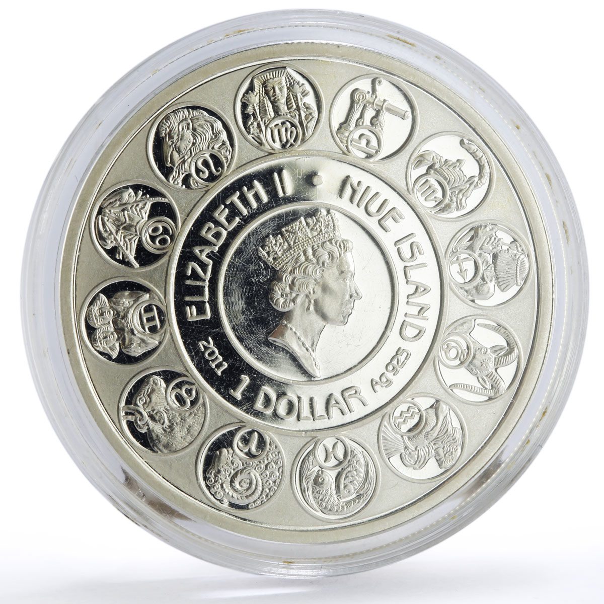 Niue 1 dollar Alphonse Mucha Zodiac Signs series Aries colored silver coin 2011