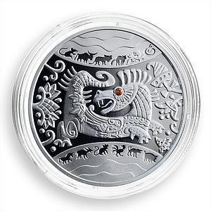 Ukraine 5 hryvnas Oriental calendar Year of the Dragon zirconia silver coin 2012