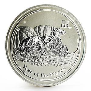 Australia 50 cents Lunar Calendar series II Year of the Mouse silver coin 2008