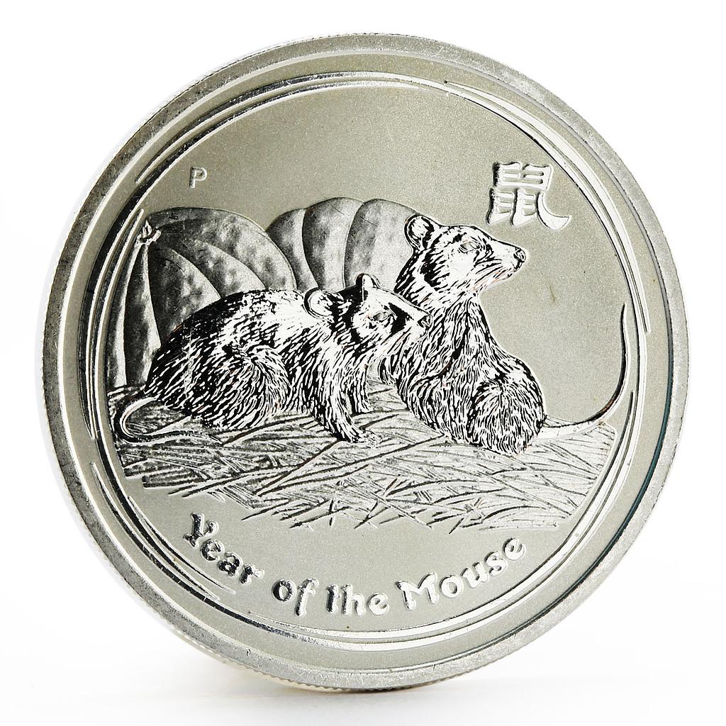 Australia 50 cents Lunar Calendar series II Year of the Mouse silver coin 2008