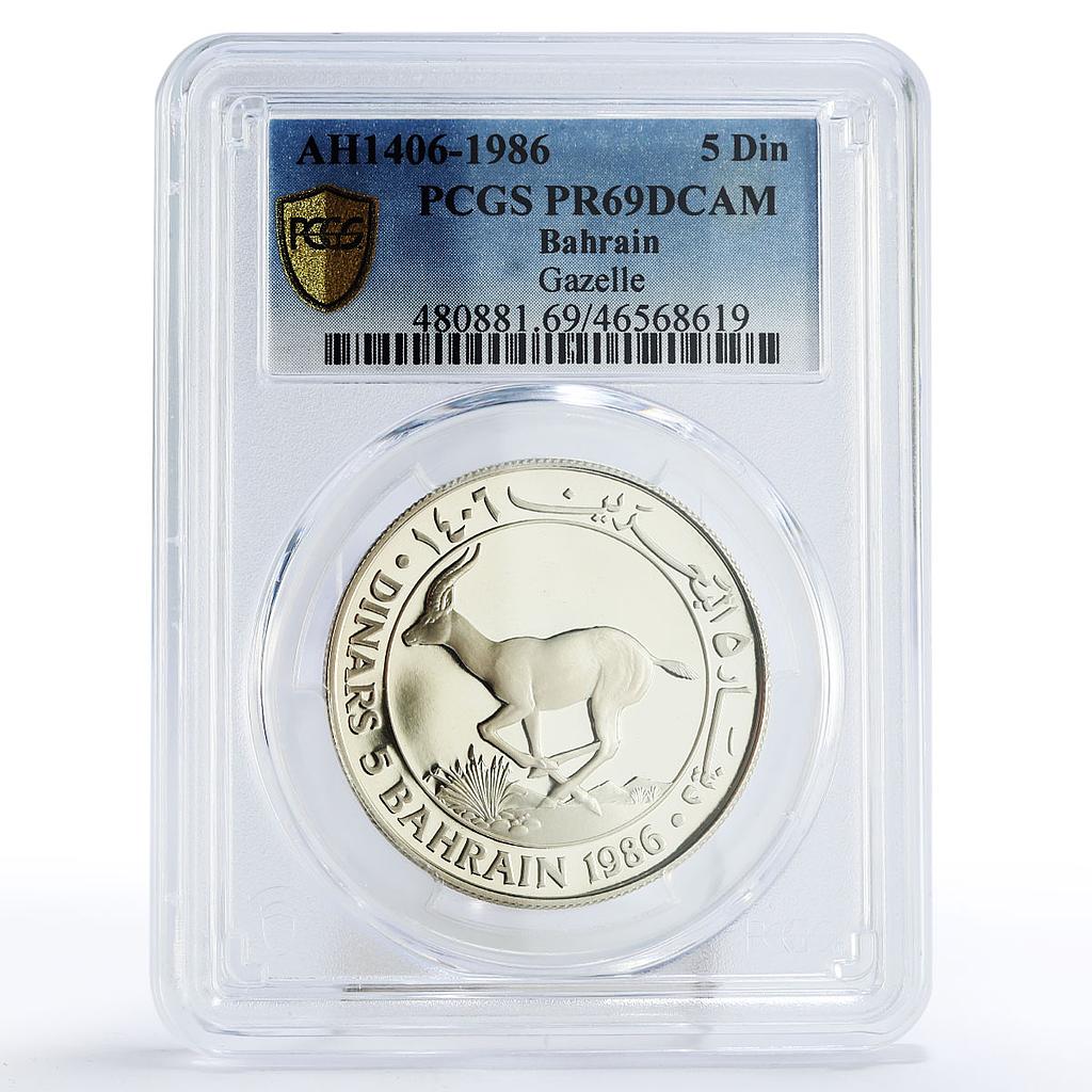 Bahrain 5 dinars World Wildlife Fund series Gazelle PR69 PCGS silver coin 1986