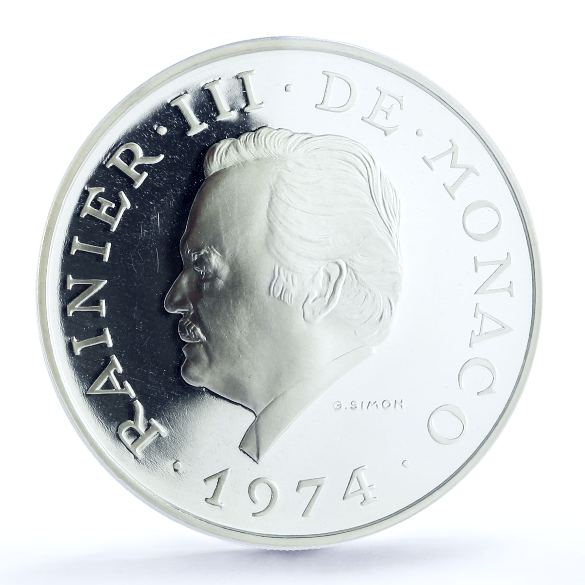 Monaco 100 francs 25th Anniversary of Reign Rainier III PR67 PCGS Ag coin 1974