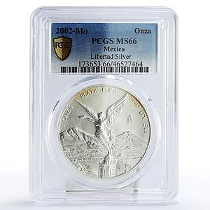 Mexico 1 onza Libertad Angel of Independence MS66 PCGS silver coin 2002