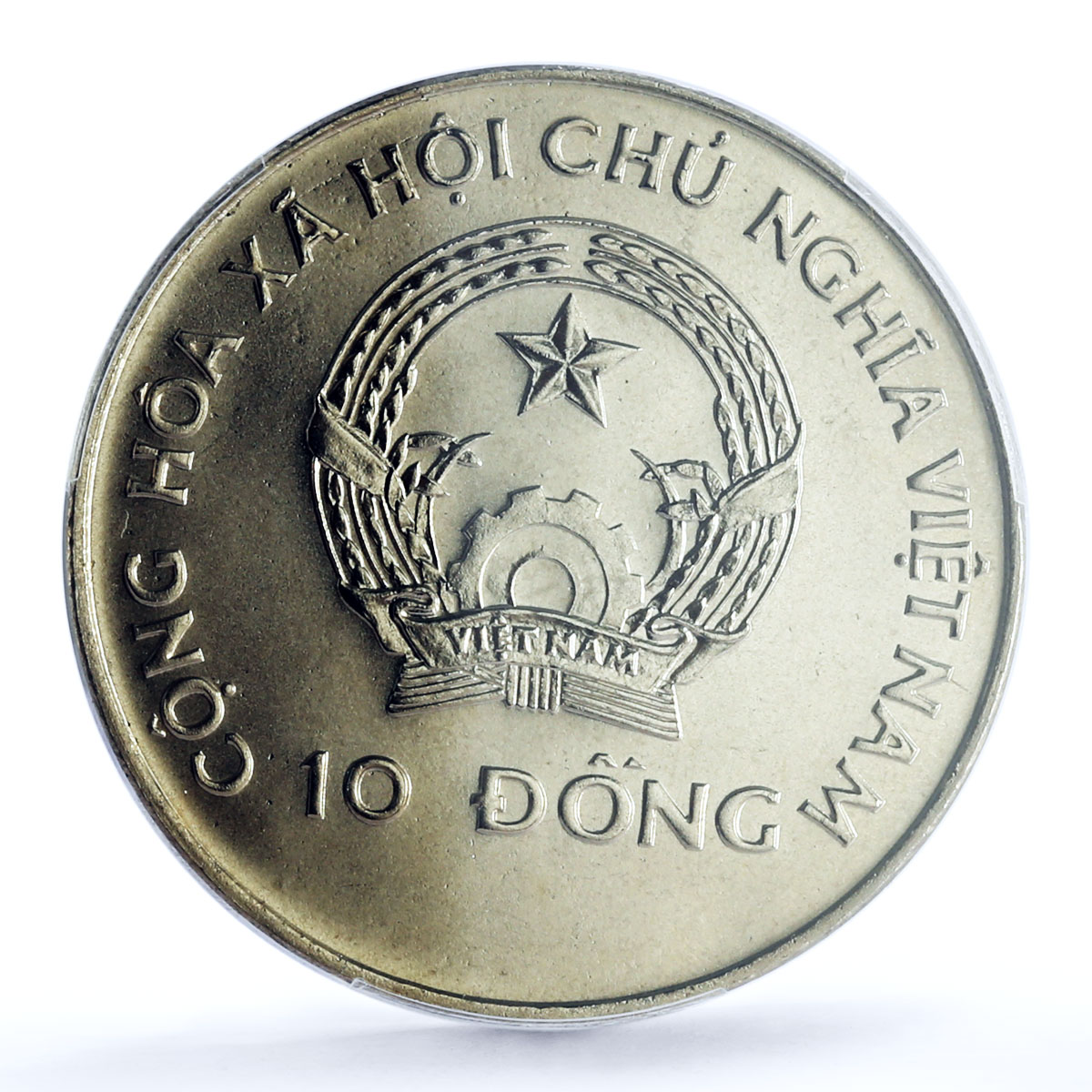 Vietnam 10 dong World Food Summit Woman Holding Grain MS67 PCGS CuNi coin 1996