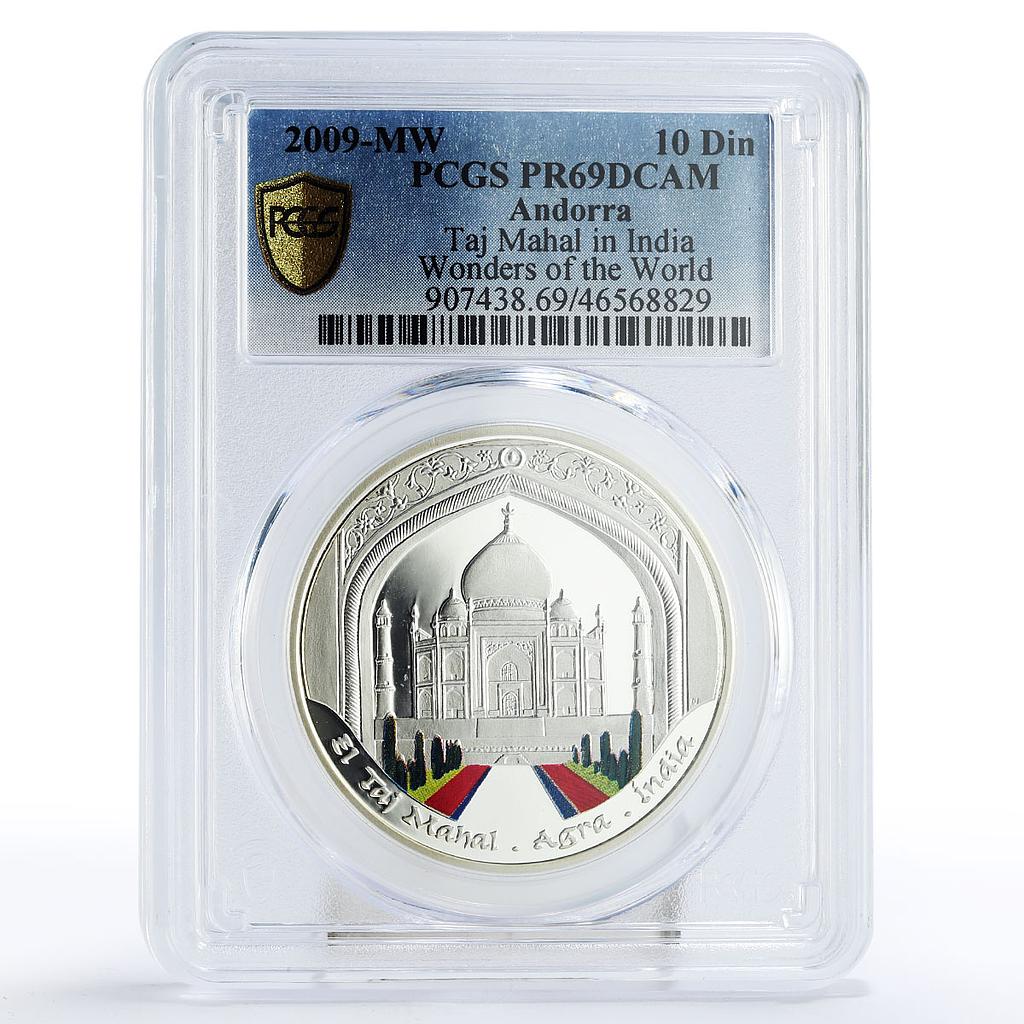 Andorra 10 diners World of Wonders Taj Mahal Palace PR69 PCGS silver coin 2009