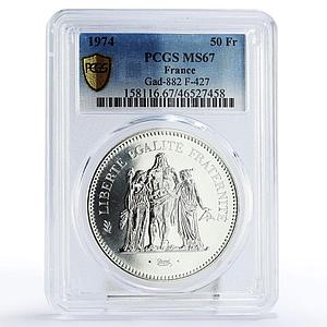 France 50 francs Freedom Equality Fraternity MS67 PCGS silver coin 1974