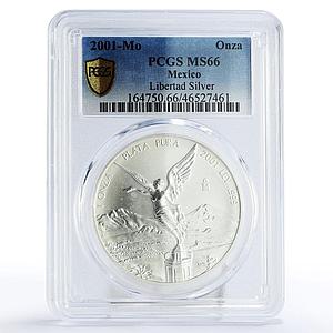 Mexico 1 onza Libertad Angel of Independence MS66 PCGS silver coin 2001
