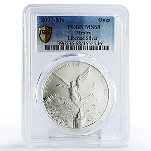 Mexico 1 onza Libertad Angel of Independence MS68 PCGS silver coin 2007