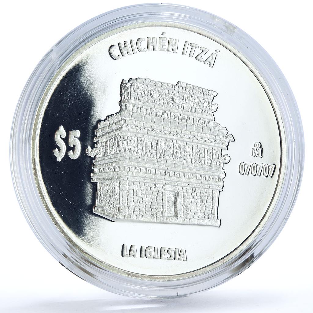 Mexico 5 pesos Chichen Itza La Iglesia Church Architecture silver coin 2012