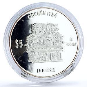 Mexico 5 pesos Chichen Itza La Iglesia Church Architecture silver coin 2012