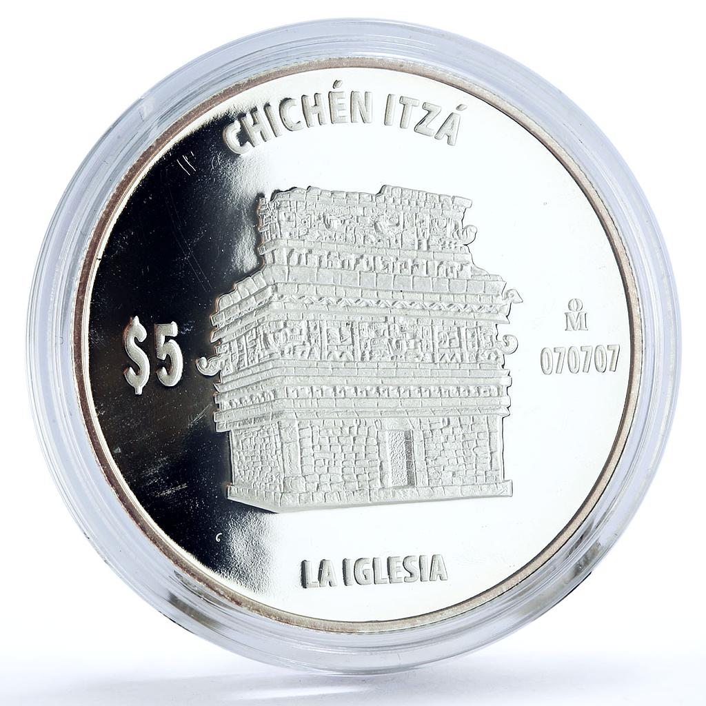 Mexico 5 pesos Chichen Itza La Iglesia Church Architecture silver coin 2012