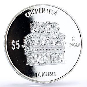 Mexico 5 pesos Chichen Itza La Iglesia Church Architecture silver coin 2012