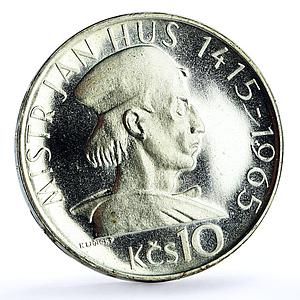 Czechoslovakia 10 korun Hussites Movement Revolutionary Jan Hus silver coin 1965