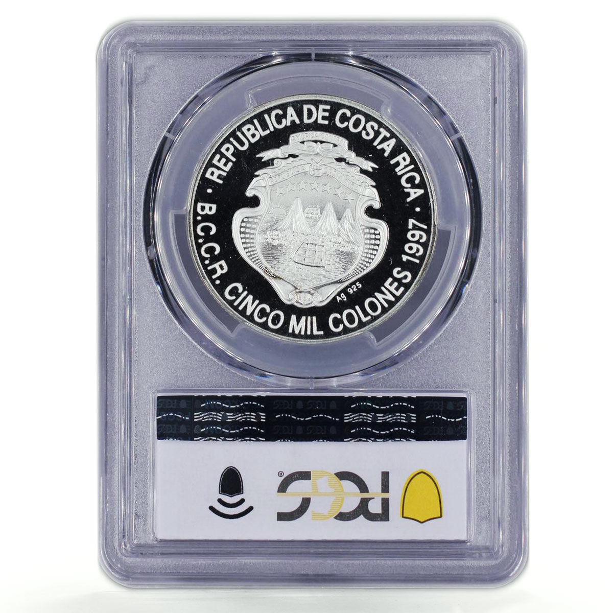 Costa Rica 5000 colones 100 Years Colone Columbus Ship PR67 PCGS Ag coin 1997