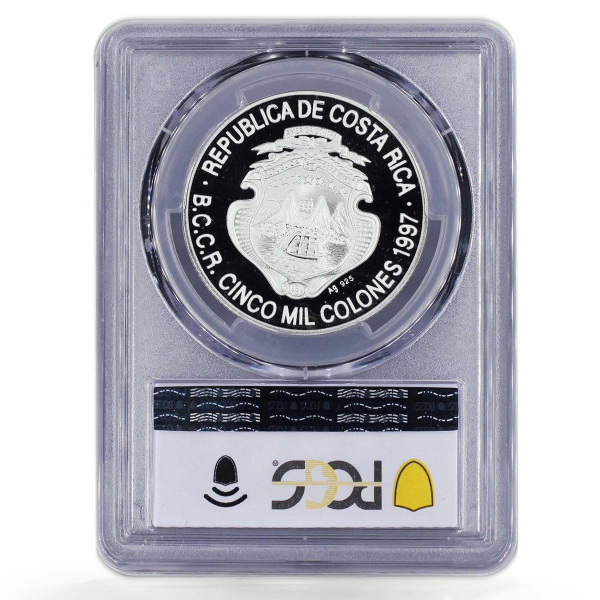 Costa Rica 5000 colones 100 Years Colone Columbus Ship PR69 PCGS Ag coin 1997