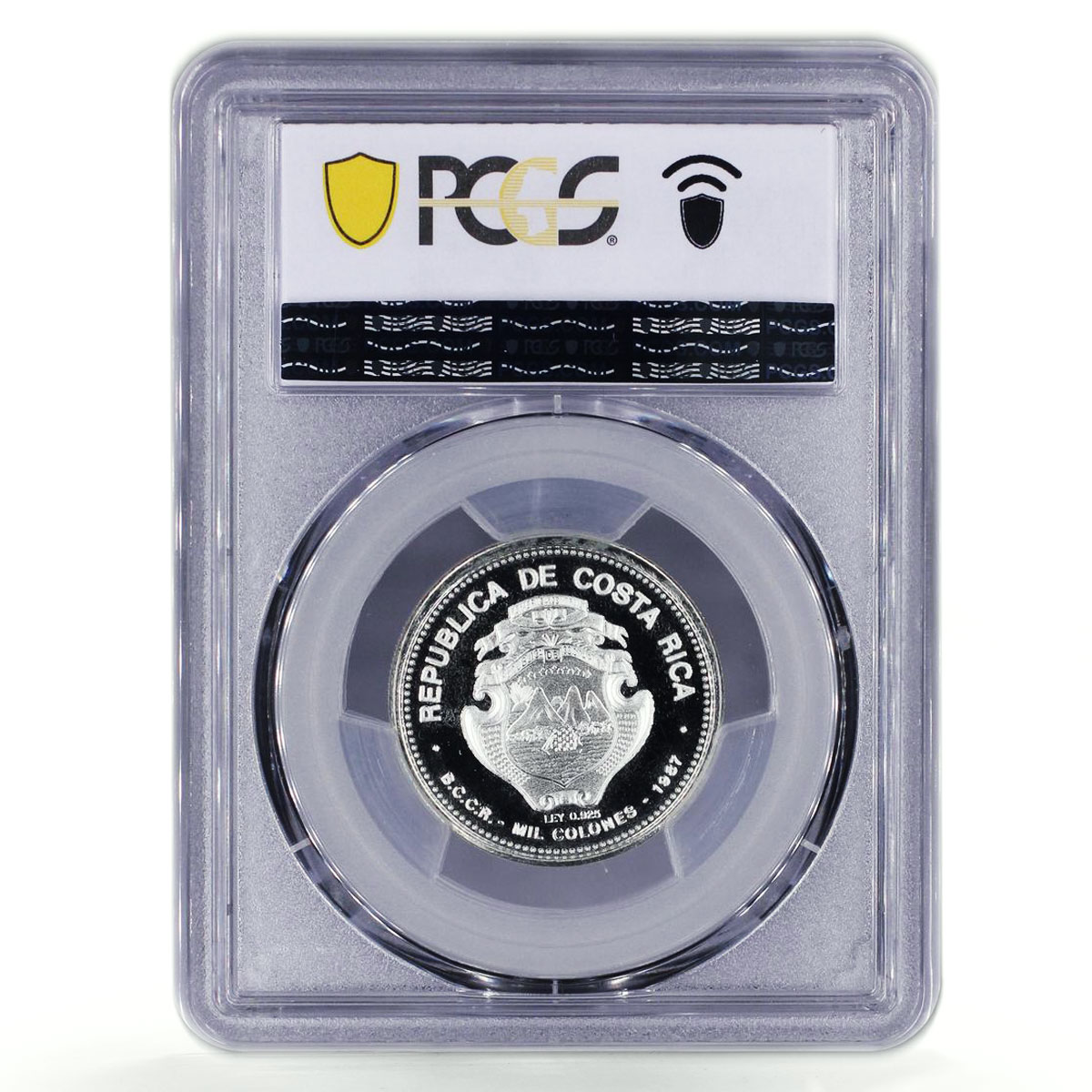 Costa Rica 1000 colones President Oscar Arias Nobel Prize PR67 PCGS Ag coin 1987
