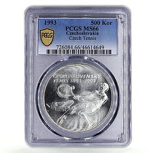 Czechoslovakia 500 korun Centennial of Czech Tennis MS66 PCGS silver coin 1993