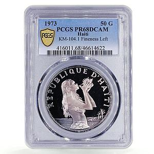 Haiti 50 gourdes The Mermaid Woman PR68 PCGS Fineness Left silver coin 1973