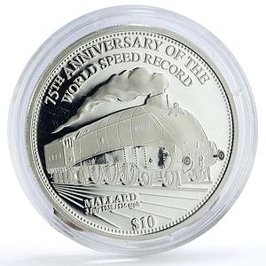 Cook Islands 10 dollars Trains Railways Speed Record Mallard silver coin 2013