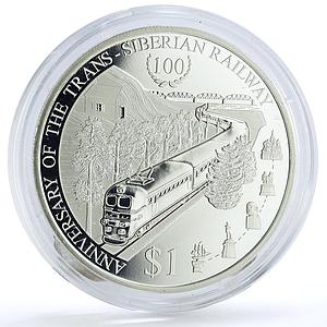 Cook Islands 1 dollar Trains Railways Trans Siberian Locomotive silver coin 2016