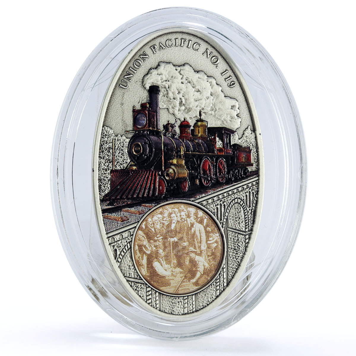 Fiji 10 dollars Trains Railways Union Pacific Locomotive colored Ag coin 2013