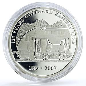 Mongolia 500 togrog 125 Years Gotthard Railways Train Locomotive Ag coin 2007