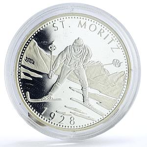 Mongolia 500 togrog St Moritz Olympic Games Skier Sports proof silver coin 2006