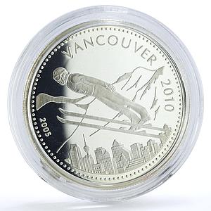 Mongolia 500 togrog Vancouver Olympic Games Ski Jumping proof silver coin 2005