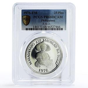 Philippines 25 piso FAO Food Day Woman Holding Grain PR68 PCGS silver coin 1976