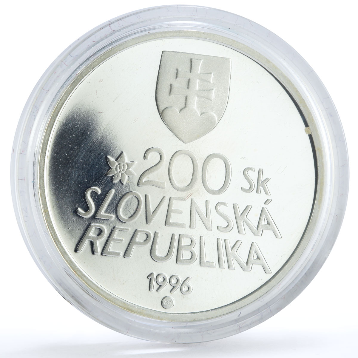 Slovakia 200 korun Mountain Railway Railroad Strba Train Locomotive Ag coin 1996