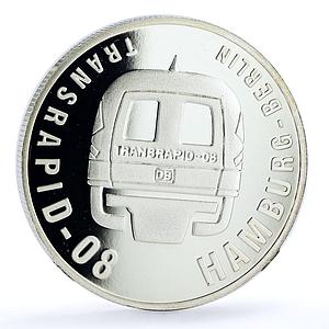 Liberia 10 dollars Transrapid-08 Train Railways Railroad proof silver coin 1999