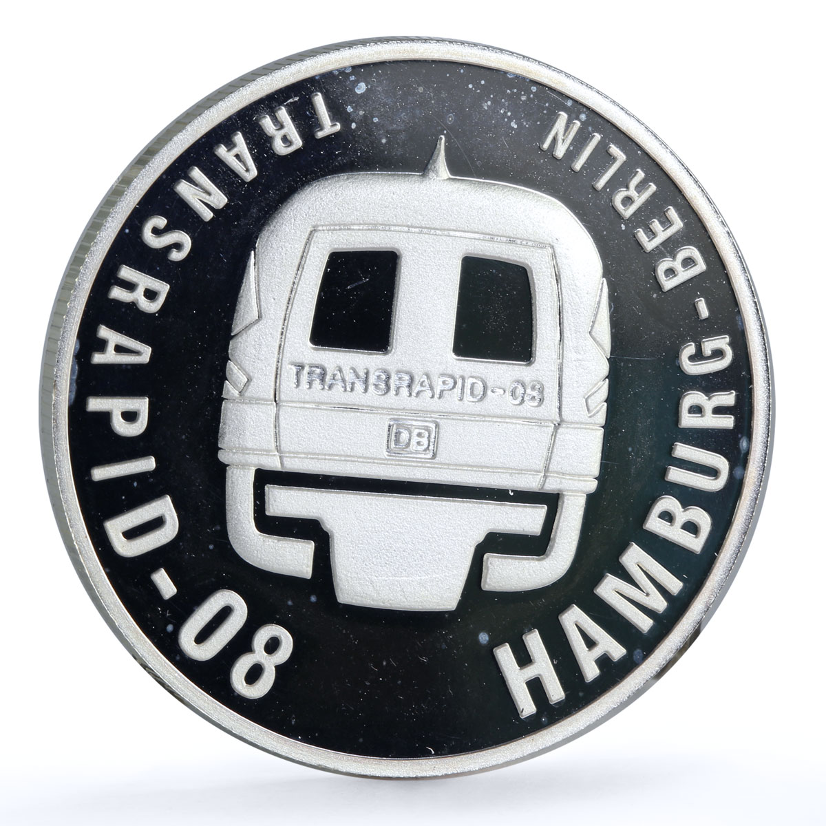 Liberia 10 dollars Transrapid-08 Train Railways Railroad proof silver coin 1999