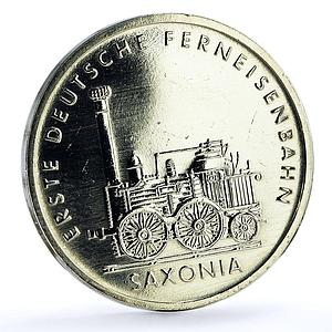 Germany DDR 5 mark Trains Railways Saxonia Steam Locomotive NiBrass coin 1988