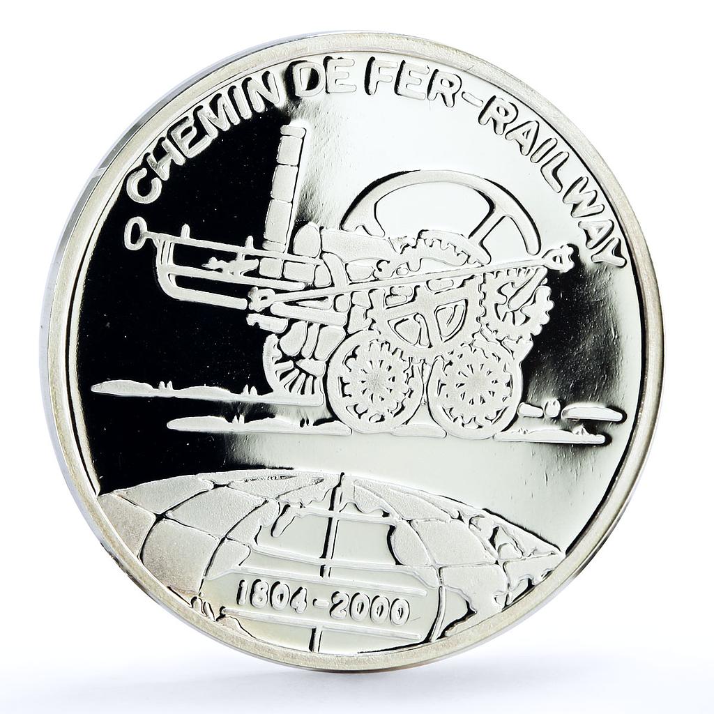 Benin 1000 francs Trains Railways Chemin de Fer Locomotive silver coin 2000