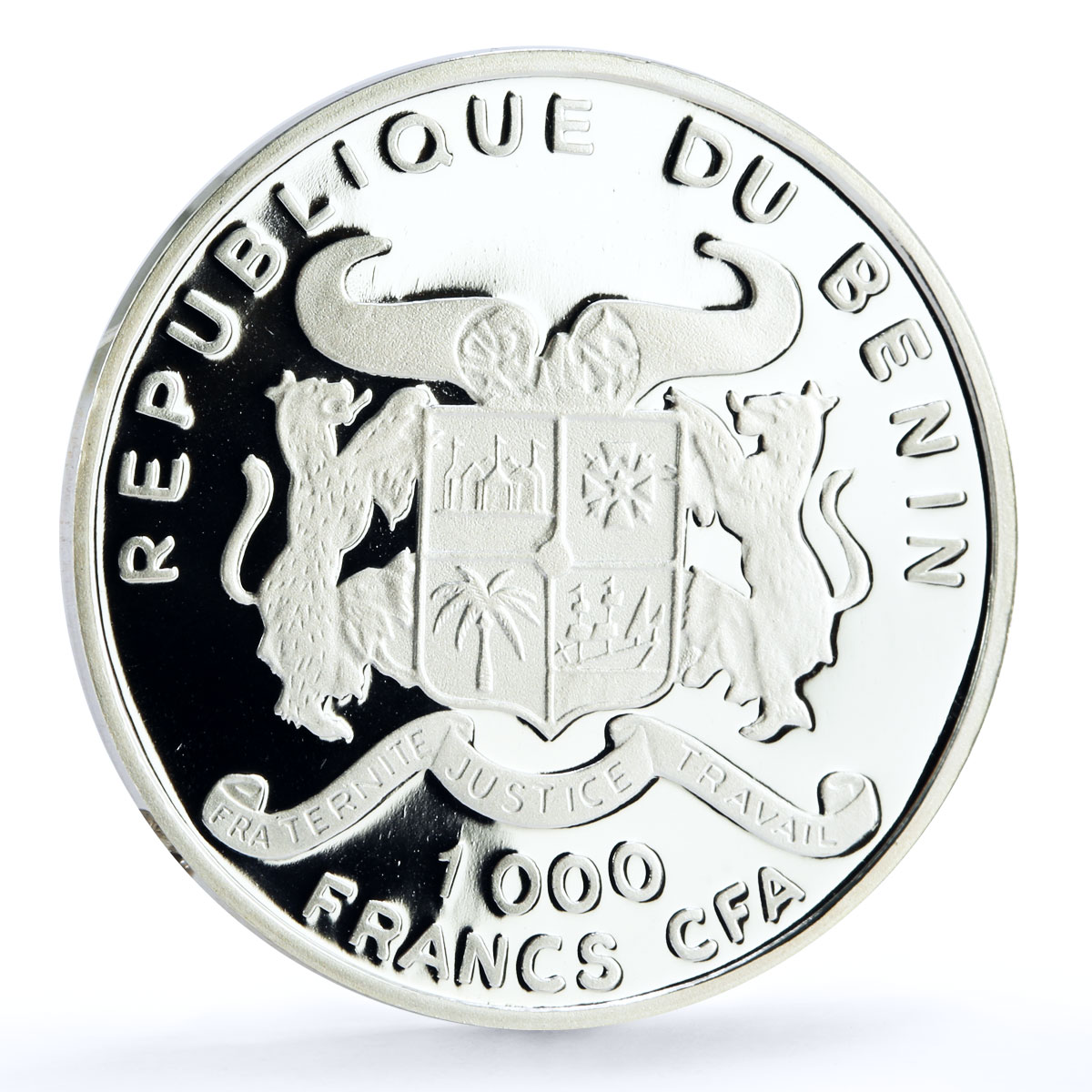 Benin 1000 francs Trains Railways Chemin de Fer Locomotive silver coin 2000