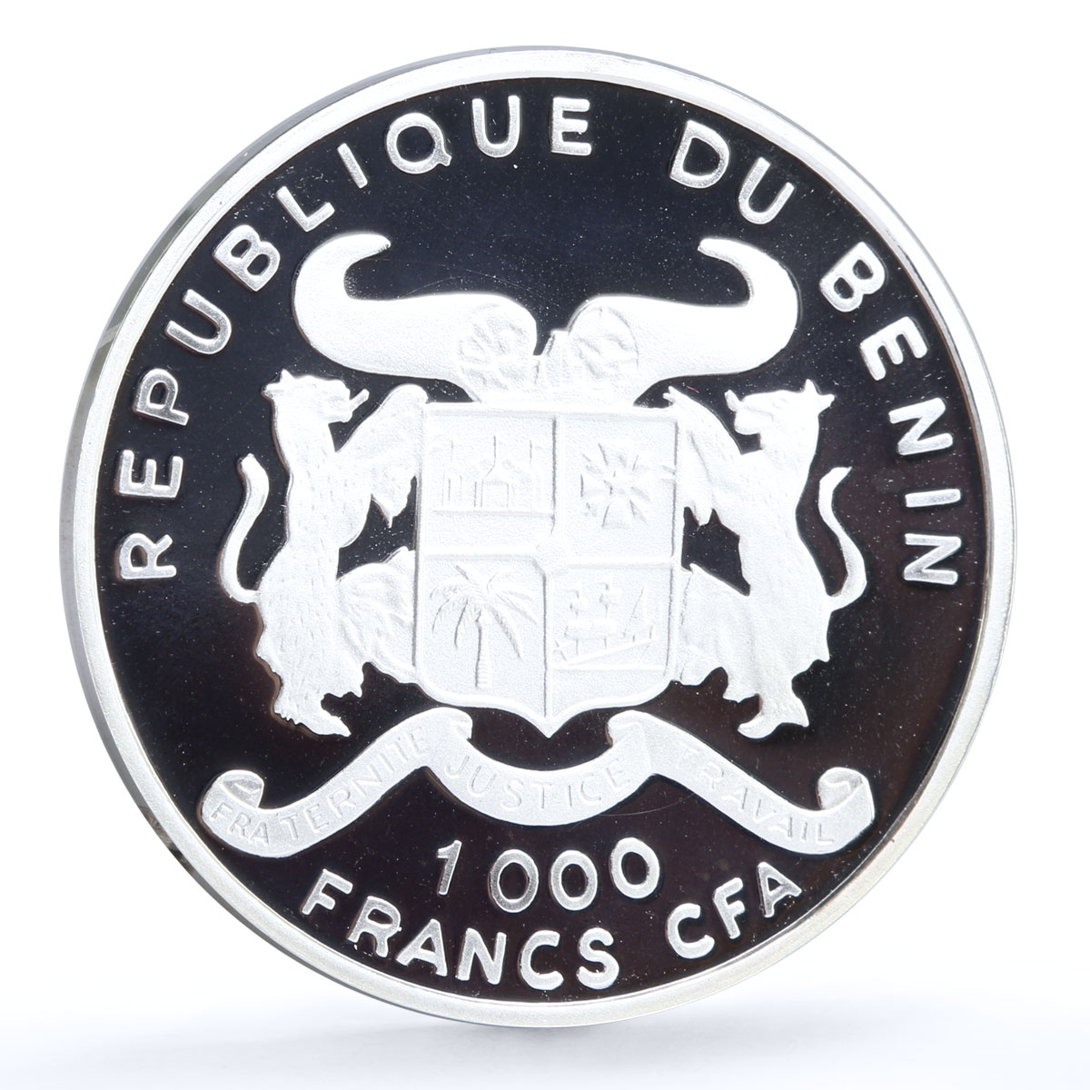 Benin 1000 francs Trains Railways Chemin de Fer Locomotive silver coin 2000