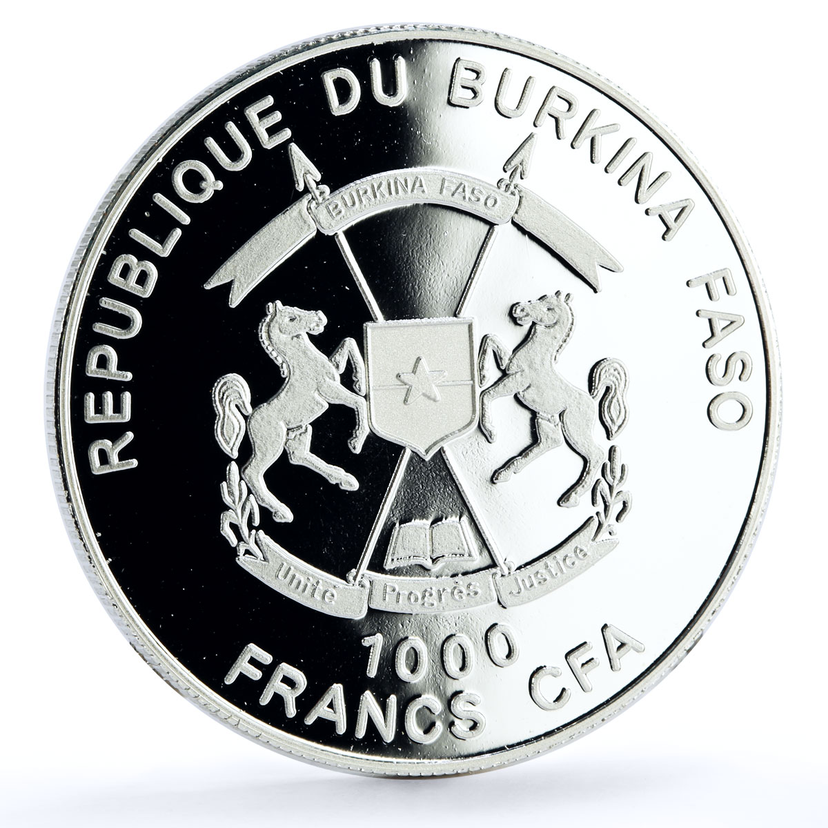 Burkina Faso 1000 francs Trains Railways Abidjan Niger Locomotive Ag coin 2013