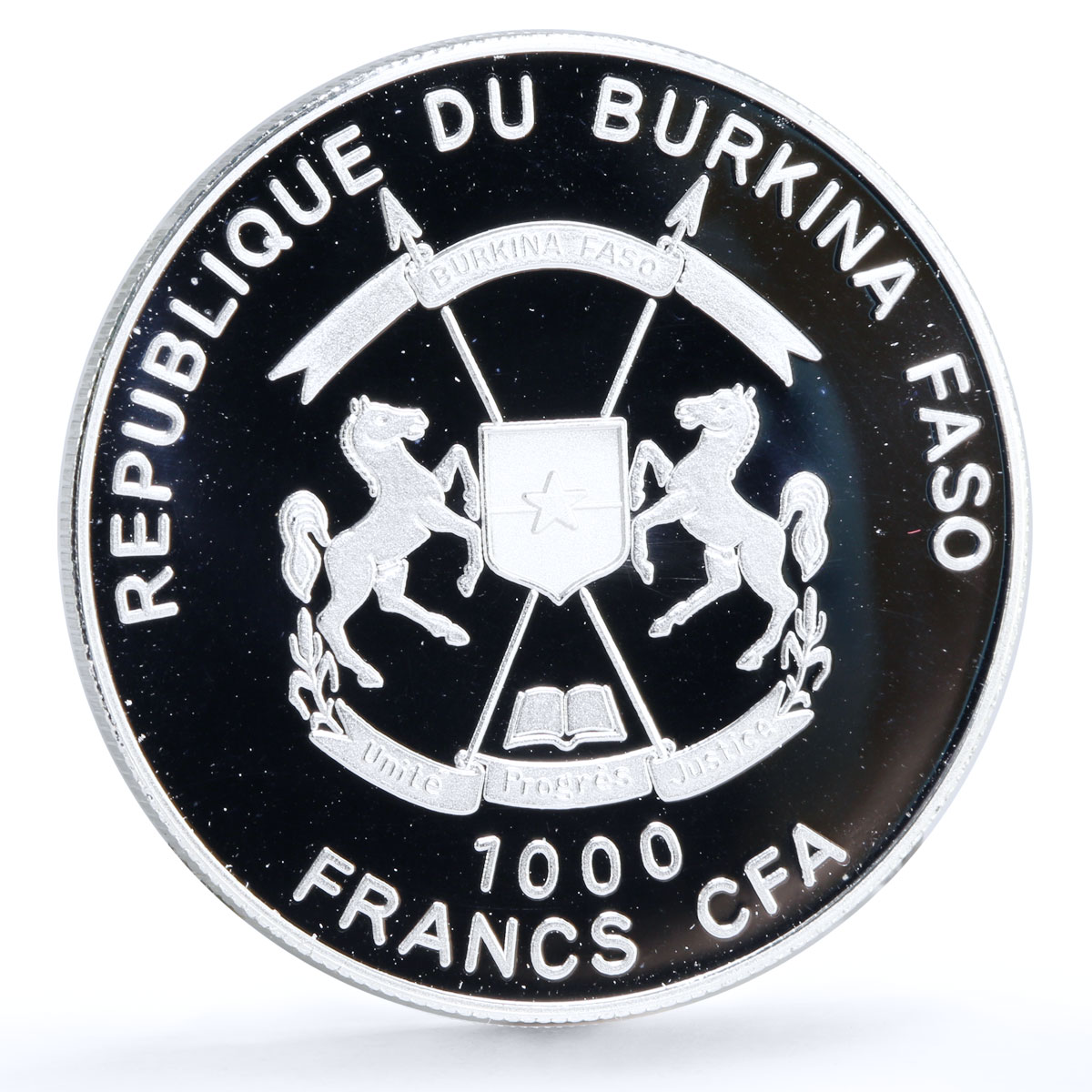 Burkina Faso 1000 francs Trains Railways Abidjan Niger Locomotive Ag coin 2013