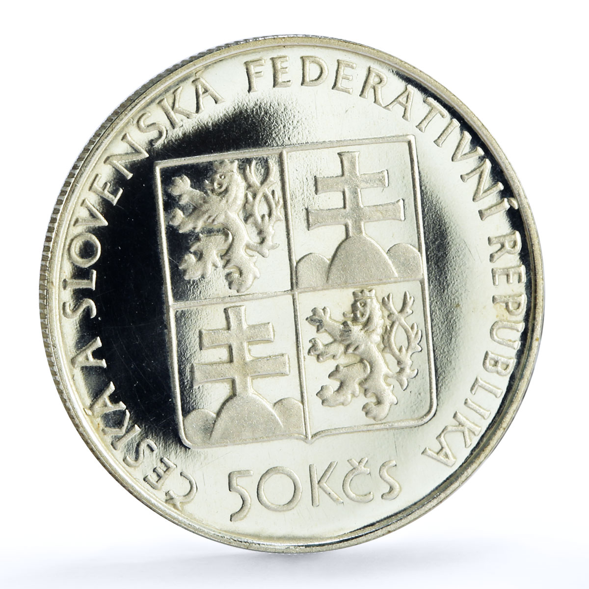 Czechoslovakia 50 korun 150 Years 1st Steamship Ship Bohemia silver coin 1991
