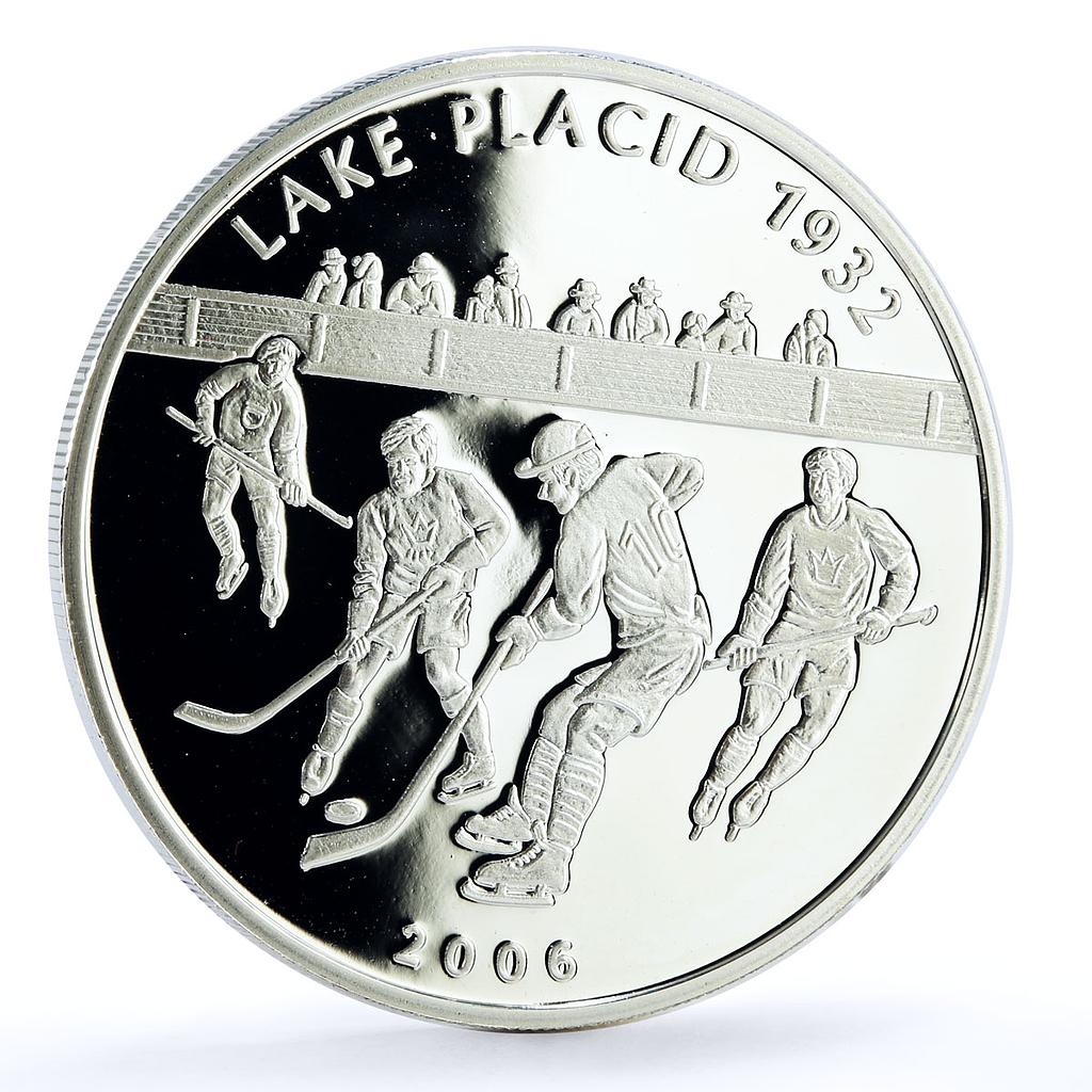 Mongolia 500 togrog Lake Placid Olympic Games Hockey Sports silver coin 2006