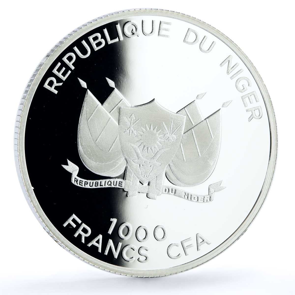 Niger 1000 francs Trains Railways Mediterranean Locomotive silver coin 2012
