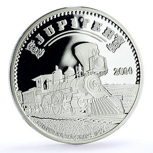 Palau 5 dollars Trains Railways Jupiter Locomotive proof silver coin 2014