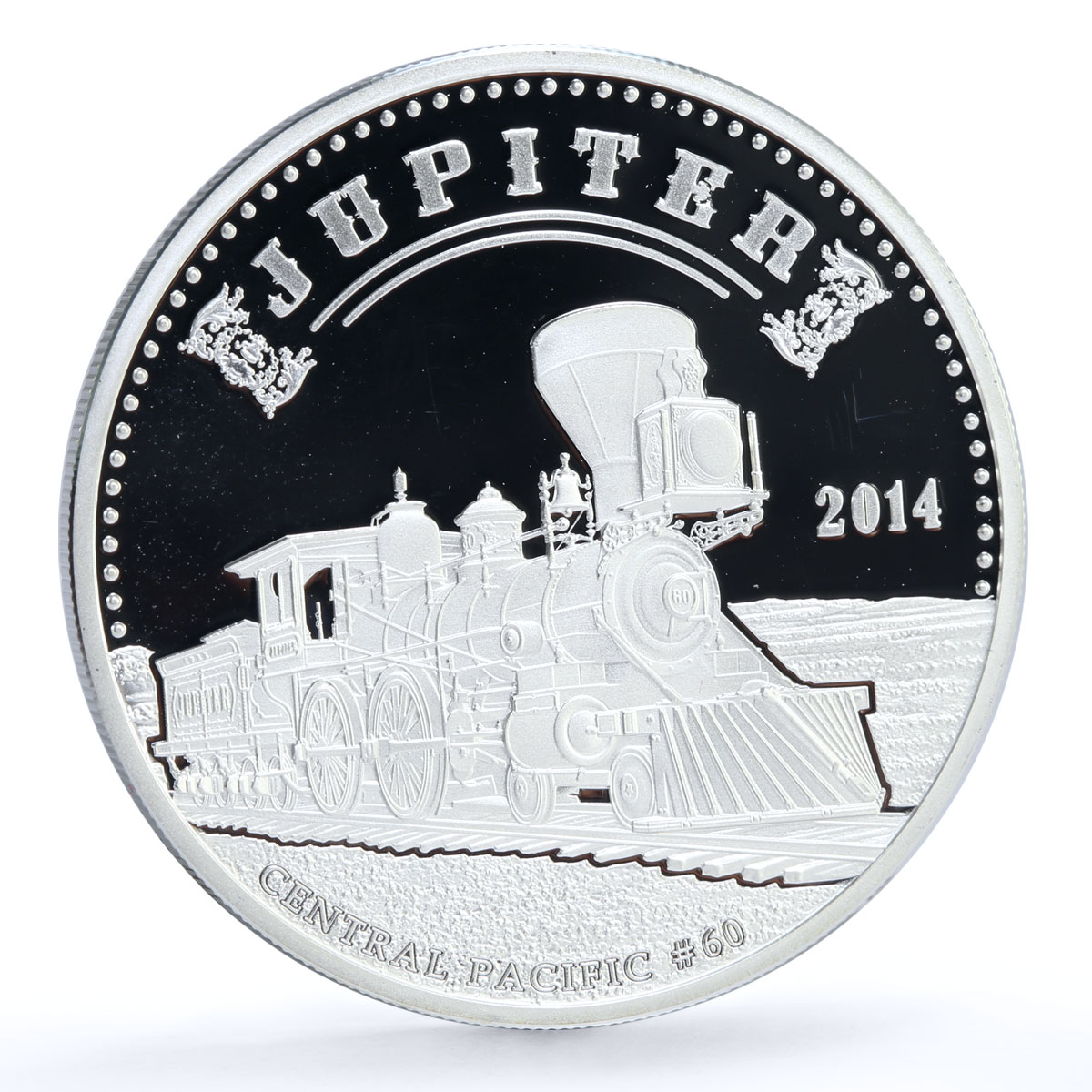 Palau 5 dollars Trains Railways Jupiter Locomotive proof silver coin 2014