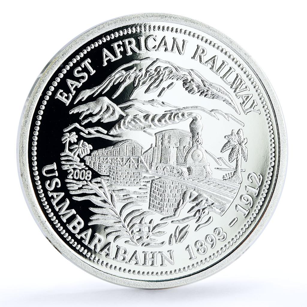 Rwanda 500 francs Trains Railways East African Locomotive proof silver coin 2008