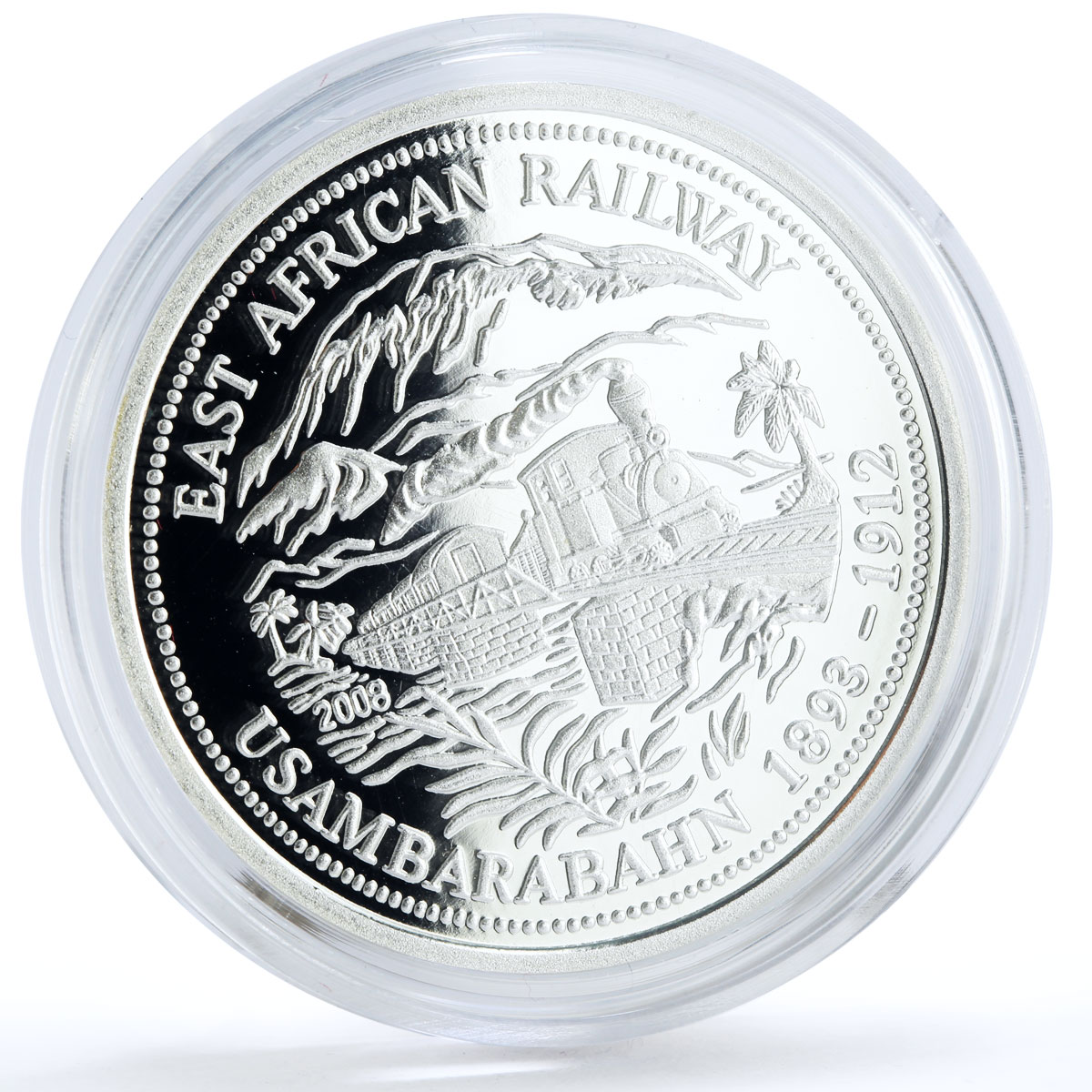 Rwanda 500 francs Trains Railways East African Locomotive proof silver coin 2008