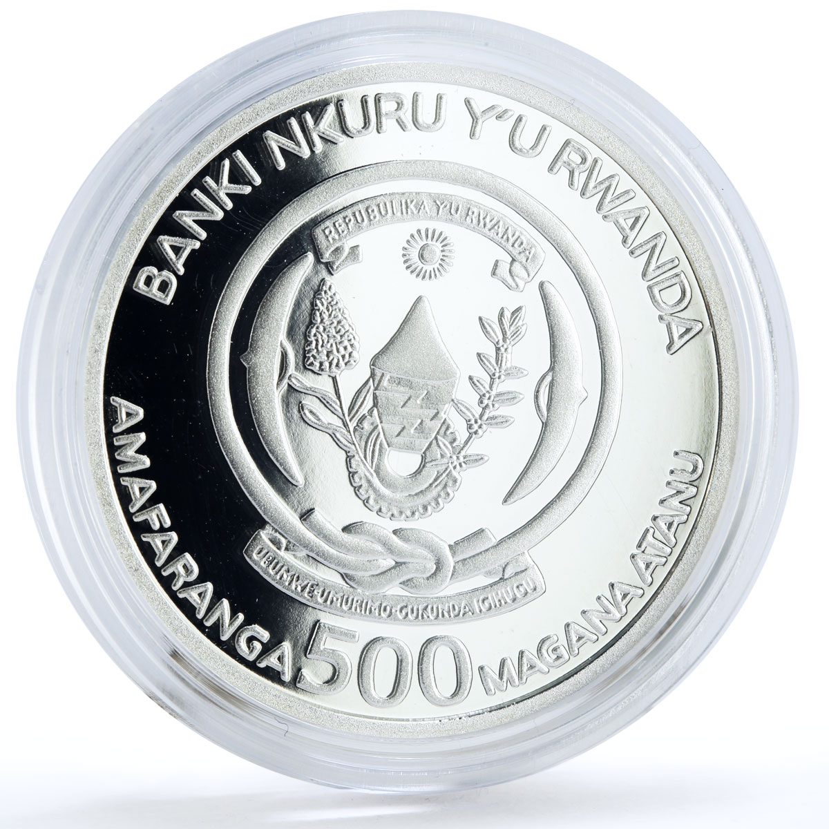 Rwanda 500 francs Trains Railways East African Locomotive proof silver coin 2008