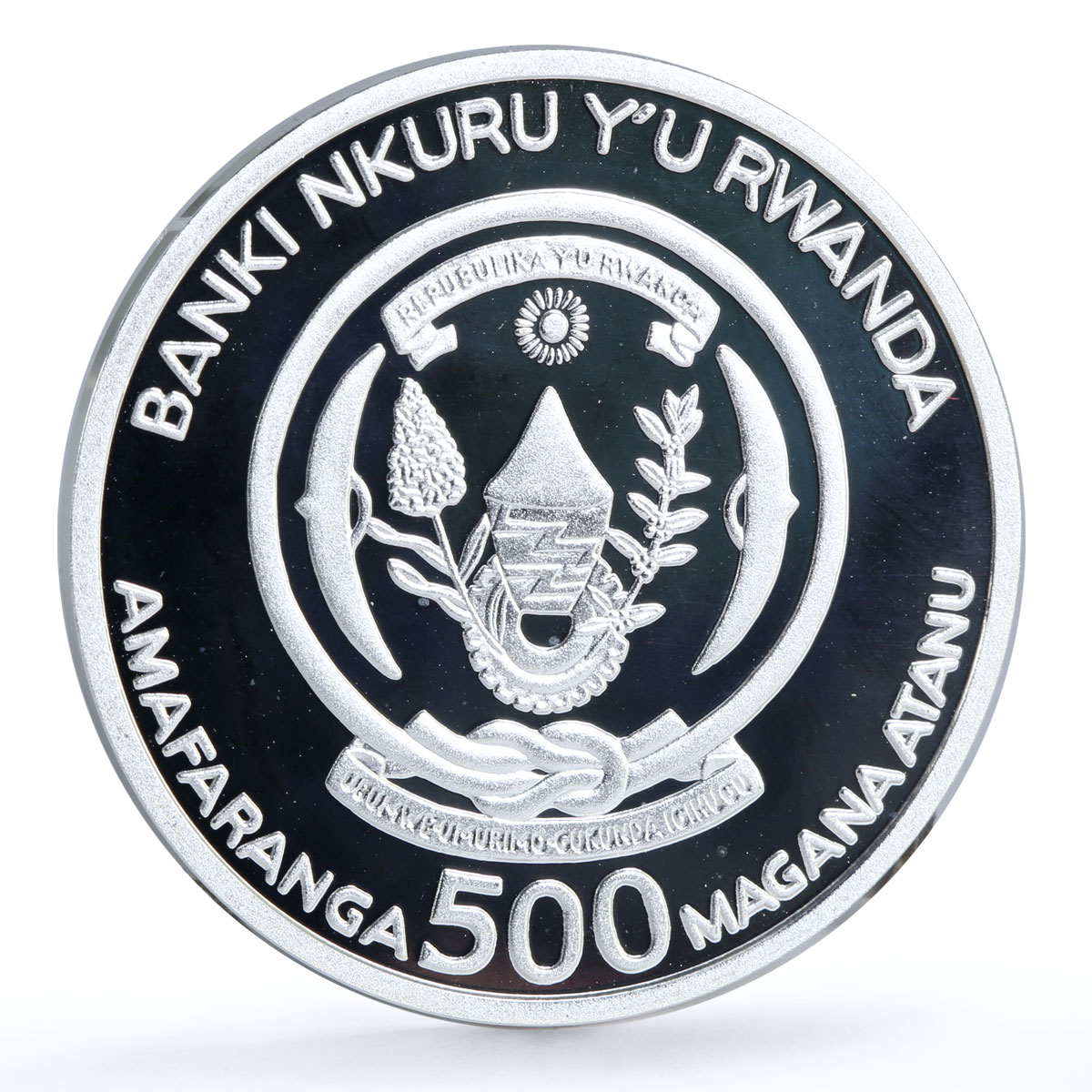 Rwanda 500 francs Trains Railways East African Locomotive proof silver coin 2008