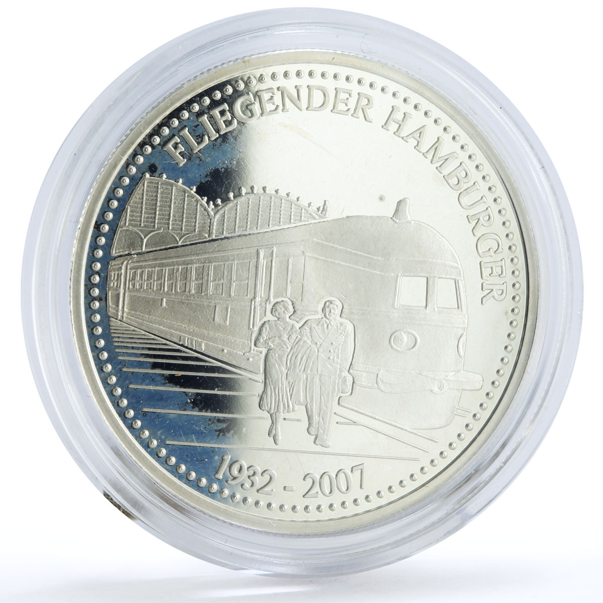 Togo 1000 francs Trains Railways Fliegende Hamburger Locomotive silver coin 2007