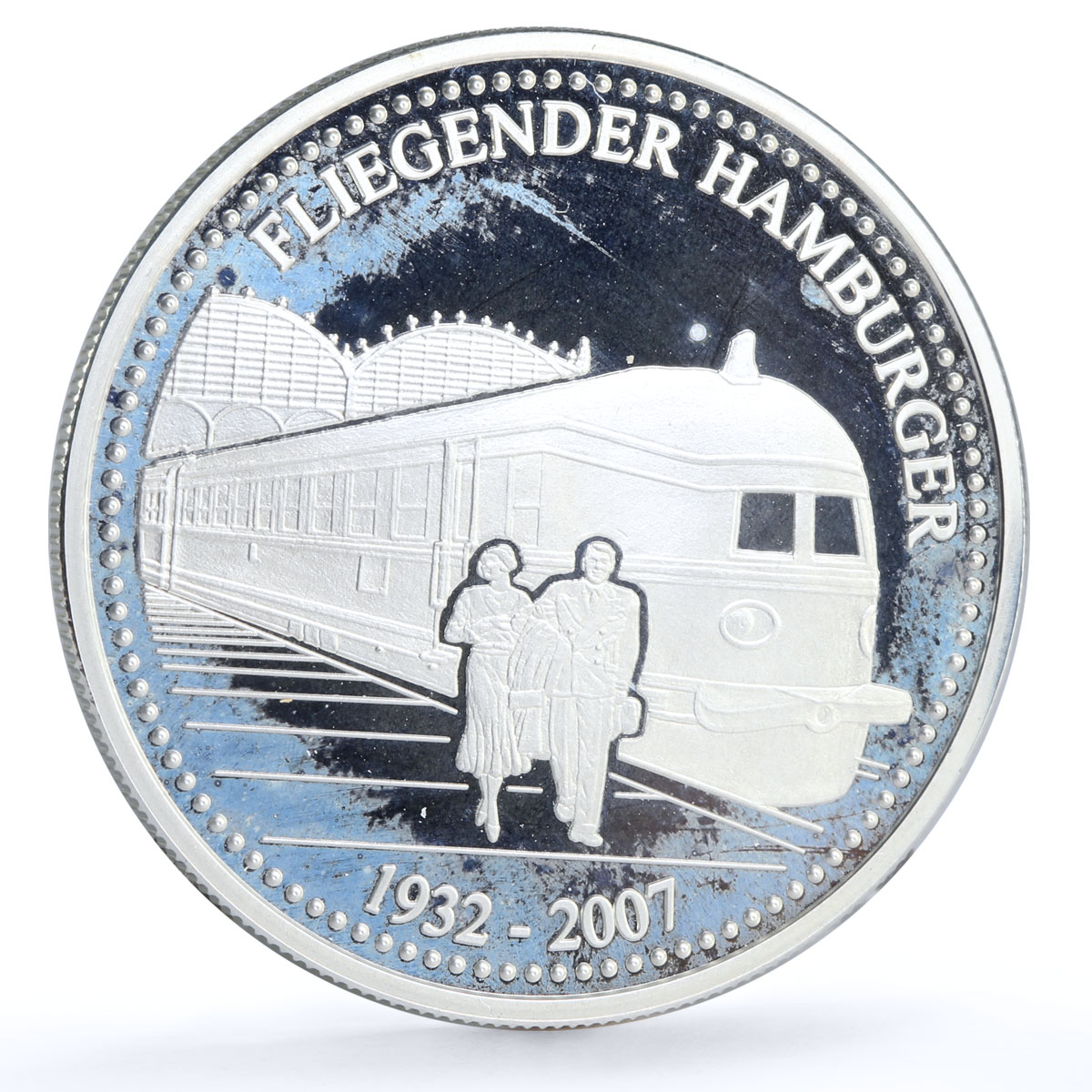 Togo 1000 francs Trains Railways Fliegende Hamburger Locomotive silver coin 2007